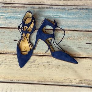 Sam Edelman Taylor blue suede lace up pumps Size 8